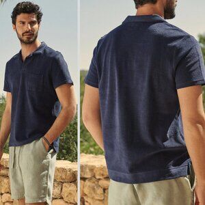 Manebi x Les Garçons Faciles Navy Organic Terry Cotton Polo Shirt 31773